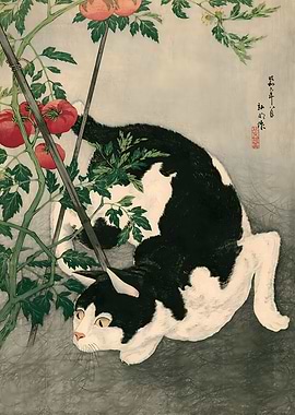 Ukiyo e Cat Tomoto Tree