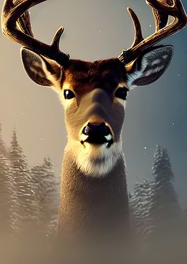Deer in the fog