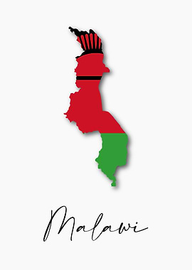 Malawi Country Map Flag