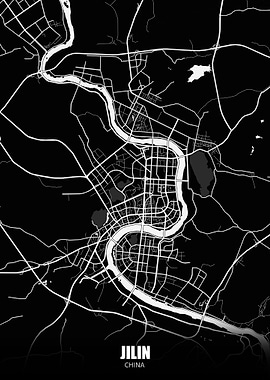 Jilin China Dark Map