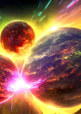 Planets collide in Space