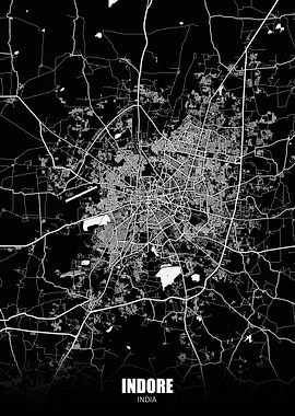 Indore India Dark Map