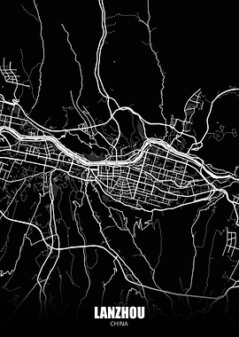 Lanzhou China Dark Map