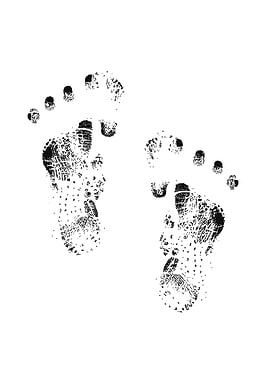 Footprints human feet bare