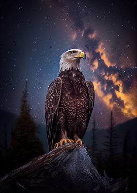 Bald Eagle under Milky Way