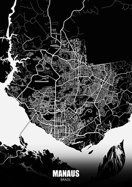 Manaus Brazil Dark Map