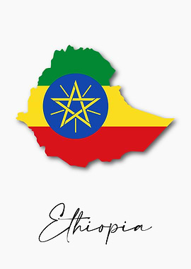Ethiopia Country Map Flag