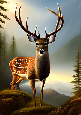 Beautiful mountain deer
