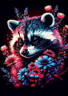 Raccoon and Flower