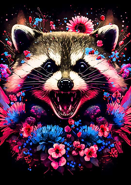 Raccoon and Flower