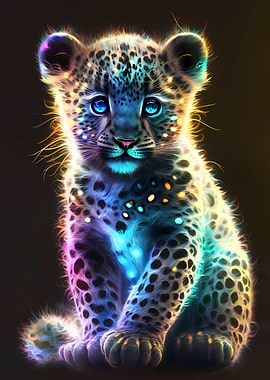 Cute Rainbow Baby Leopard
