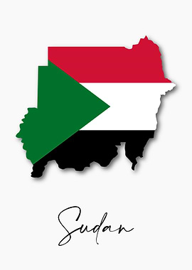 Sudan Country Map Flag
