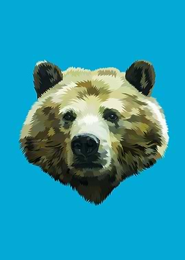 Bear head on pop art