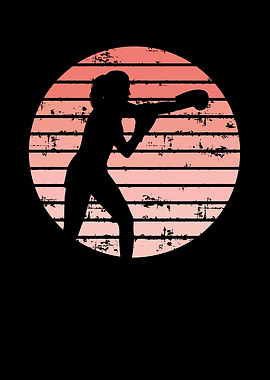 Boxing girl sunset