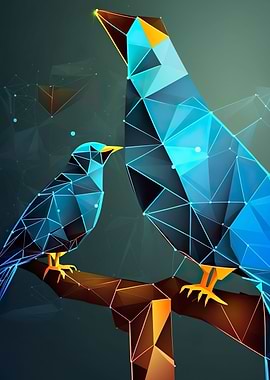 Low Poly Birds Sketch Art