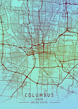 Columbus Ohio USA City Map