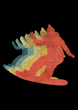 Snowboard Woman Retro