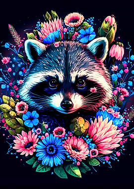 Raccoon and Flower