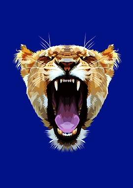 Angry colorful liones head