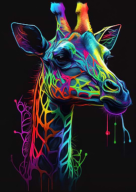 Colorful Giraffe Animals