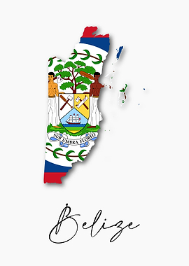Belize Country Map Flag