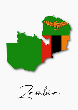 Zambia Country Map Flag