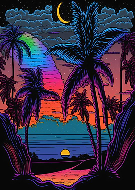 rainbow sky beach