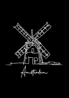 black white windmill house