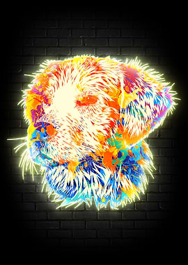 Dog portrait neon