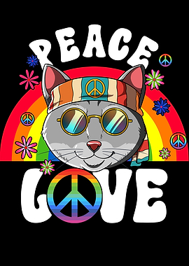 60s 70s Hippie Cat