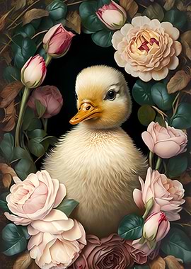 Duckling In Roses