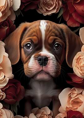 Puppy In Roses