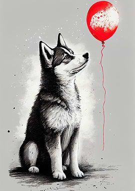 Husky Red Balloon