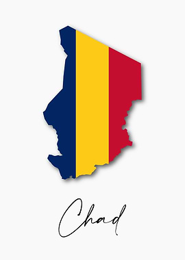 Chad Country Map Flag