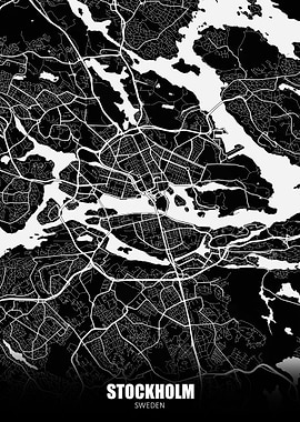 Stockholm Sweden Dark Map