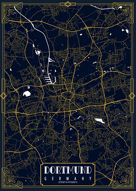 Dortmund City Map Gold