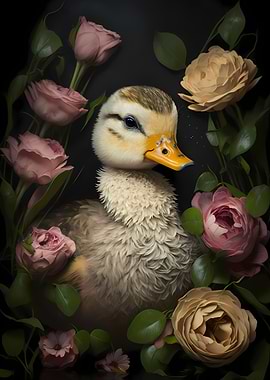 Duckling In Roses