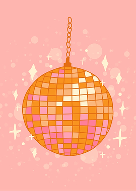 Disco Ball in Orange Pink