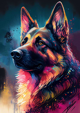 German Shepherd Colorful