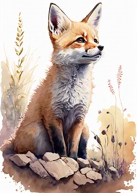 Cute Baby Fox Painting