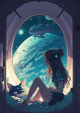 Lonely Girl at night