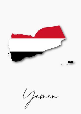 Yemen Country Map Flag