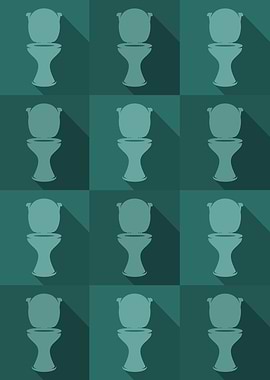 Toilet Icons Pop Art Teal