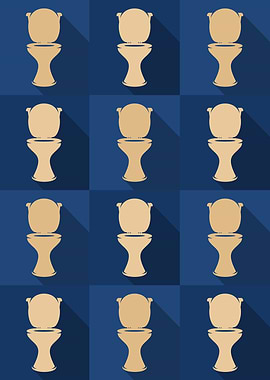 Toilet Icons Pop Art Blue