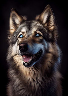 Wolf with blue eyes