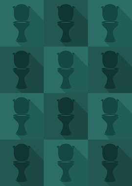 Toilet Icons Pop Art Teal