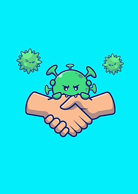 Hand Shake With Cute Virus