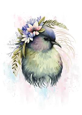 Floral Kiwi Bird