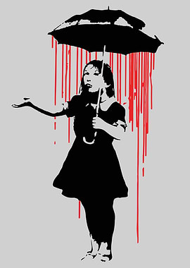 Banksy Blood Rain Girl