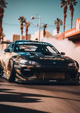 JDM Drift Car smokes